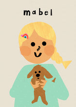 Load image into Gallery viewer, Puppy Girl Portrait Print- click to customise!