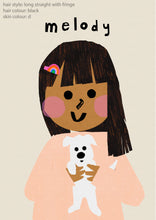 Load image into Gallery viewer, Puppy Girl Portrait Print- click to customise!