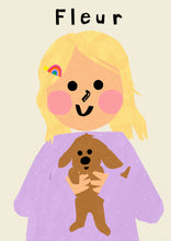 Load image into Gallery viewer, Puppy Girl Portrait Print- click to customise!