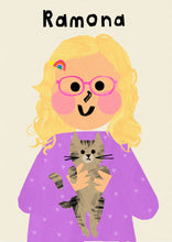 Load image into Gallery viewer, Cat Girl Portrait Print- click to customise!