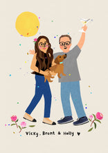 Load image into Gallery viewer, Best Friends/ Family bespoke portrait- send me your photo's to draw from!
