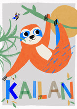 Load image into Gallery viewer, Sloth Personalised Name Print