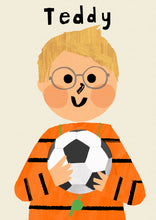 Load image into Gallery viewer, Football Boy Portrait Print- click to customise!