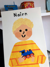 Load image into Gallery viewer, Toy Train Boy Portrait Print- click to customise!