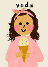 Load image into Gallery viewer, Ice cream Girl Portrait Print- click to customise!