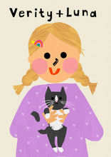 Load image into Gallery viewer, Cat Girl Portrait Print- click to customise!