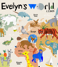 Load image into Gallery viewer, Personalised World Map Print of creatures GREAT & small