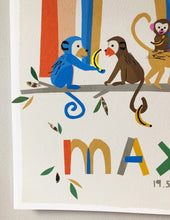 Load image into Gallery viewer, Rainbow with Monkeys Personalised Name Print