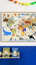Load image into Gallery viewer, World Map Print of creatures GREAT & small