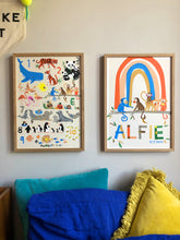 Load image into Gallery viewer, Rainbow with Monkeys Personalised Name Print