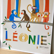Load image into Gallery viewer, Rainbow with Monkeys Personalised Name Print