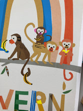 Load image into Gallery viewer, Rainbow with Monkeys Personalised Name Print