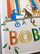 Load image into Gallery viewer, Rainbow with Monkeys Personalised Name Print