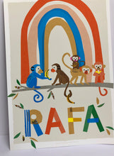 Load image into Gallery viewer, Rainbow with Monkeys Personalised Name Print