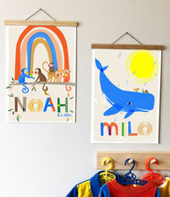 Load image into Gallery viewer, Rainbow with Monkeys Personalised Name Print