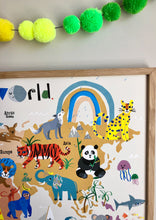 Load image into Gallery viewer, World Map Print of creatures GREAT & small