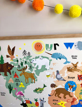Load image into Gallery viewer, World Map Print of creatures GREAT & small