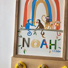 Load image into Gallery viewer, Rainbow with Monkeys Personalised Name Print