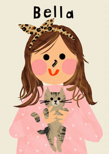 Cat Girl Portrait Print- click to customise!