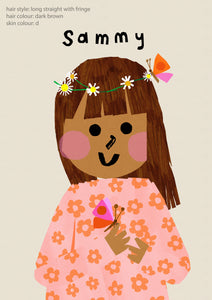 Butterfly Girl Portrait Print- click to customise!
