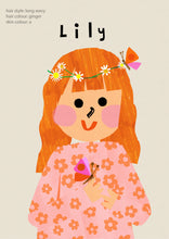 Load image into Gallery viewer, Butterfly Girl Portrait Print- click to customise!
