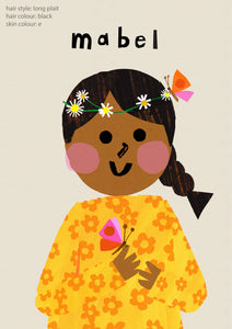 Butterfly Girl Portrait Print- click to customise!