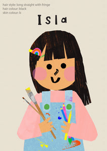 Art Girl Portrait Print- click to customise!