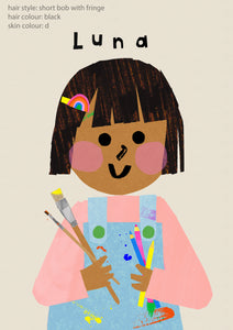 Art Girl Portrait Print- click to customise!