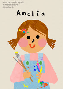 Art Girl Portrait Print- click to customise!