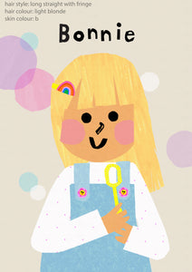 Bubbles Girl Portrait Print- click to customise!