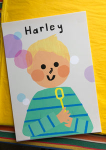 Bubble Boy Portrait Print- click to customise!