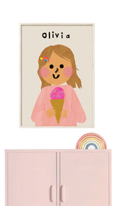 Ice cream Girl Portrait Print- click to customise!