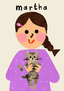 Cat Girl Portrait Print- click to customise!