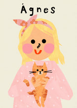 Load image into Gallery viewer, Cat Girl Portrait Print- click to customise!
