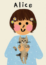 Load image into Gallery viewer, Cat Girl Portrait Print- click to customise!
