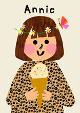 Load image into Gallery viewer, Ice cream Girl with Daisy&#39;s Portrait Print- click to customise!
