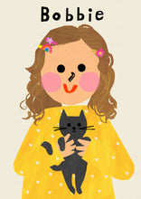 Load image into Gallery viewer, Cat Girl Portrait Print- click to customise!
