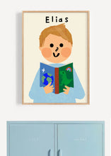 Load image into Gallery viewer, Book Boy Portrait Print- click to customise!
