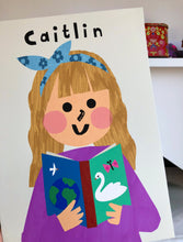Load image into Gallery viewer, Book Girl Portrait Print- click to customise!
