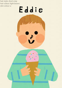 Ice cream Boy Portrait Print- click to customise!