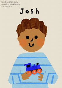 Toy Train Boy Portrait Print- click to customise!