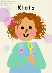 Bubbles Girl Portrait Print- click to customise!