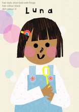 Load image into Gallery viewer, Bubbles Girl Portrait Print- click to customise!
