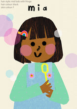 Load image into Gallery viewer, Bubbles Girl Portrait Print- click to customise!
