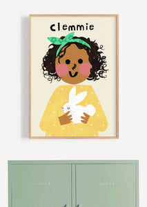 Bunny Girl Portrait Print- click to customise!