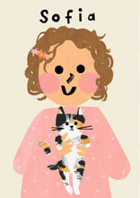 Load image into Gallery viewer, Cat Girl Portrait Print- click to customise!
