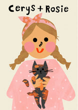 Load image into Gallery viewer, Cat Girl Portrait Print- click to customise!
