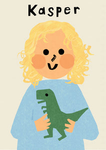 Dino Boy Portrait Print- click to customise!