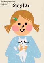 Load image into Gallery viewer, Cat Girl Portrait Print- click to customise!
