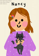 Load image into Gallery viewer, Cat Girl Portrait Print- click to customise!
